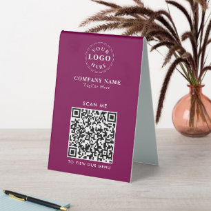 Stylish QR Code Wine Table Tent Menu for Restauran