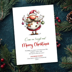 Stylish Quirky Santa Watercolor Holiday Greeting