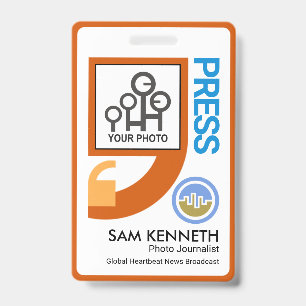 Stylish Quotation Marks Motif Press Reporter ID Badge