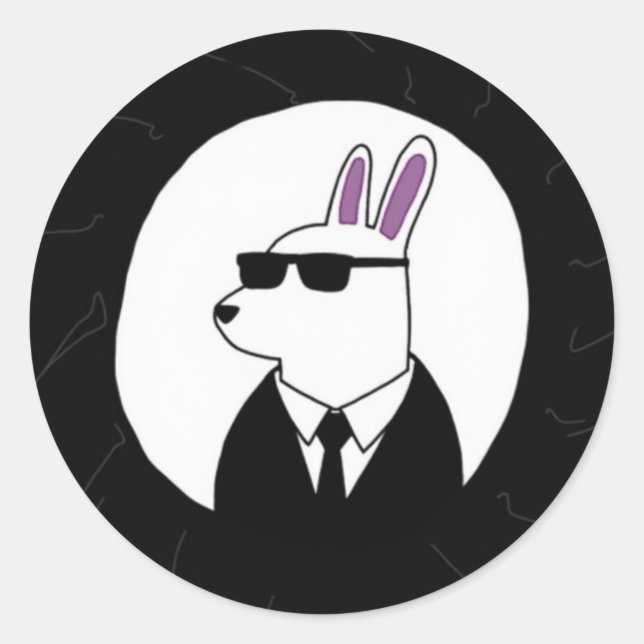 Stylish Rabbit in a Suit Digital Art Classic Round Sticker (Front)