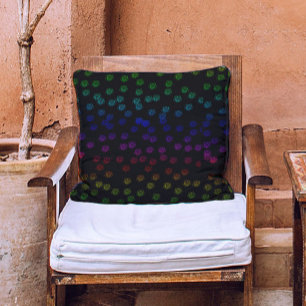 Stylish rainbow Flowers pattern on black Cushion