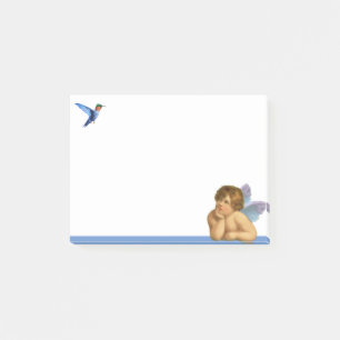 Stylish Raphael Cherub & Blue Hummingbird Post-it Notes