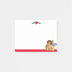 Stylish Raphael Cherub & Heart on White Post-it Notes
