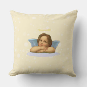 Stylish Raphael Cherub & Light Orbs on Ivory Cushion