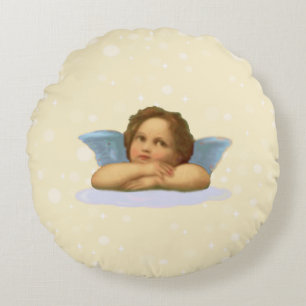 Stylish Raphael Cherub  on Light Beige Round Cushion