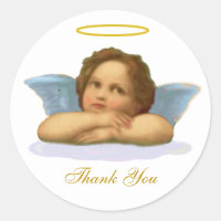 Stylish Raphael Cherub & Thank You Calligraphy