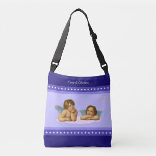 Stylish Raphael Cherubs & Stars on Blue Shades Crossbody Bag