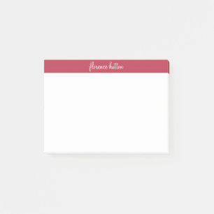 Stylish Raspberry Red & White Script Monogram Post-it Notes