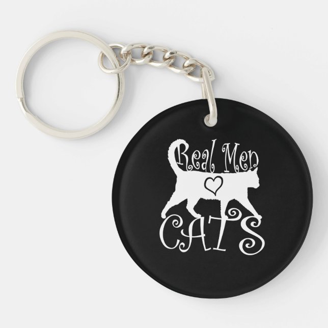 Stylish Real Men Love Cats Key Ring (Front)