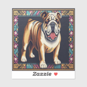 Stylish Realistic Bulldog with A Colourful Frame