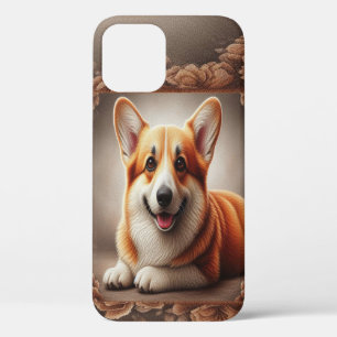 Stylish Realistic Colourful Border Corgi Dog Browe iPhone 12 Pro Case