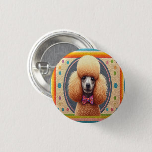 Stylish Realistic Cute Poodle Dog Colourful Border 3 Cm Round Badge