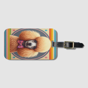 Stylish Realistic Cute Poodle Dog Colourful Border Luggage Tag