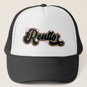 Stylish Realtor Girl Glitter Floral  Trucker Hat