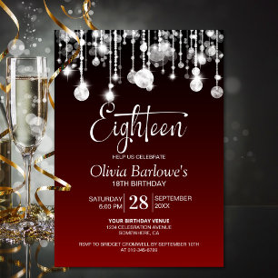 Stylish Red 18th Birthday Party Invitation
