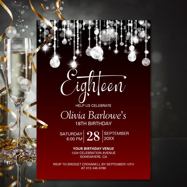 Stylish Red 18th Birthday Party Invitation (Creator Uploaded)