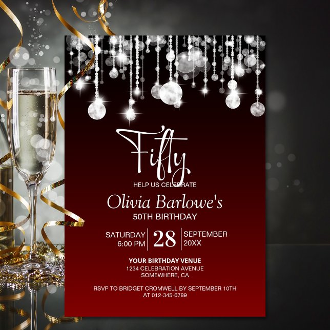 Stylish Red 50th Birthday Party Invitation (Creator Uploaded)