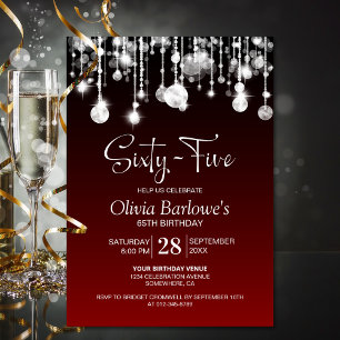 Stylish Red 65th Birthday Party Invitation