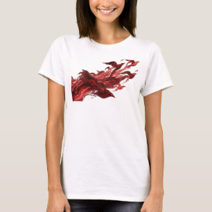 Stylish Red Abstract Birds Art Design T-Shirt
