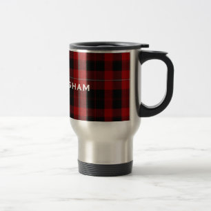Stylish Red and Black Cunningham Plaid Mug