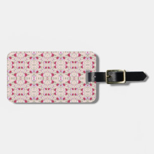 Stylish red and purple floral print on blush pink luggage tag