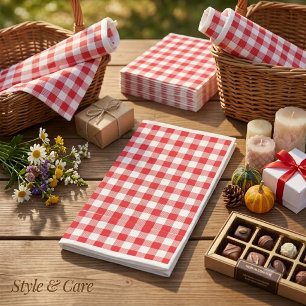 Stylish Red and White Chequered Guest Paper Napkin