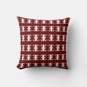 Stylish Red and White Diamond Pattern Cushion