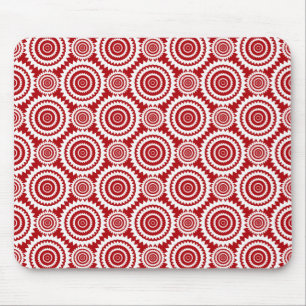 Stylish Red and White Geometric Pattern Mouse Mat
