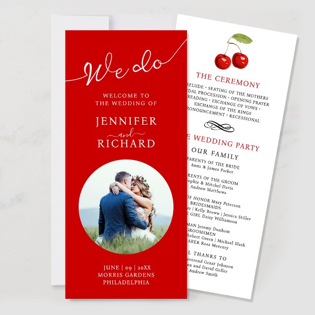 Stylish Red And White Photo Wedding Program (Creator Uploaded)