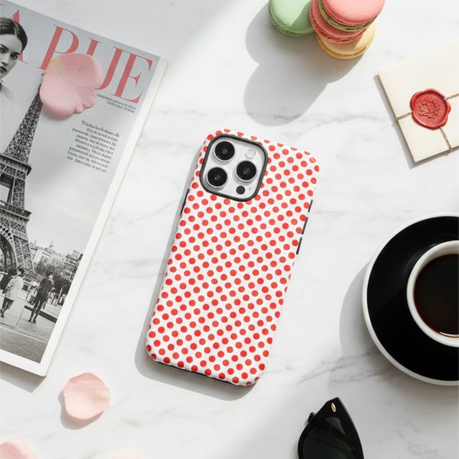 Stylish Red and white POlka dots Classy pattern Case-Mate iPhone Case (Creator Uploaded)