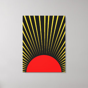 Stylish Red and Yellow Sun Rays Canvas Print