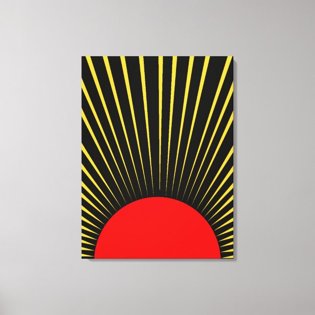Stylish Red and Yellow Sun Rays Canvas Print (Front)