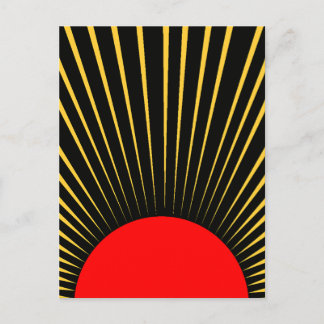 Stylish Red and Yellow Sun Rays Holiday Postcard