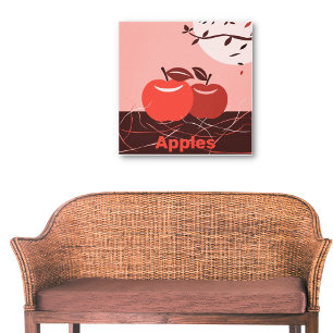 Stylish Red Apple Kitchen Wall Canvas Print