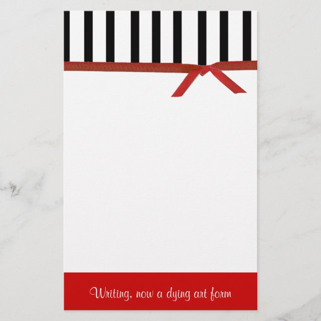 Stylish Red, Black, and White Personal Stationery (Front)