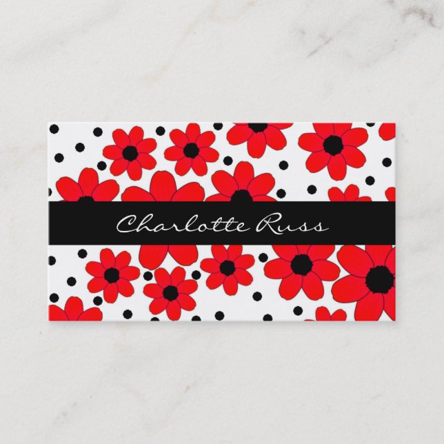 Stylish Red & Black Flowers Custom Mummy Card (Front)