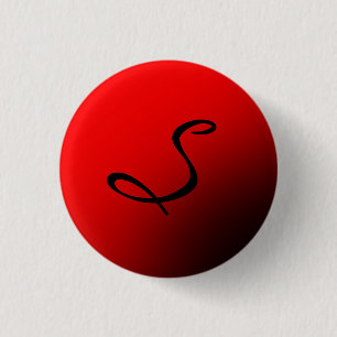 Stylish Red Black Monogram Initial Professional 3 Cm Round Badge