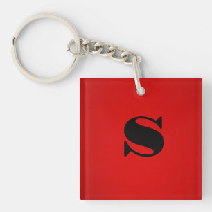 Stylish Red Black Monogram Initial Professional Key Ring
