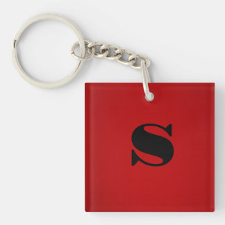 Stylish Red Black Monogram Initial Professional Key Ring