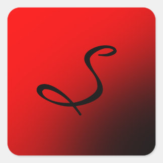 Stylish Red Black Monogram Initial Professional Square Sticker