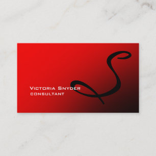 Stylish Red Black Monogram Professional Business Card