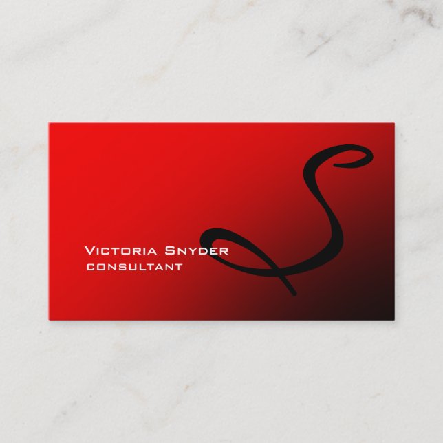 Stylish Red Black Monogram Professional Business Card (Front)