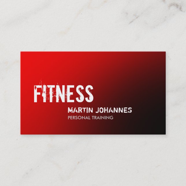 Stylish Red Black Personal Trainer Business Card (Front)
