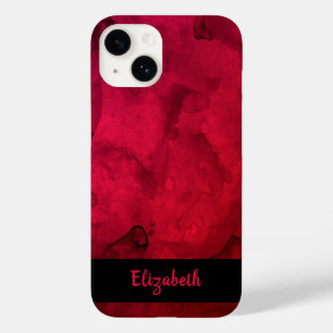 Stylish Red Black Watercolor Pattern Personalized Case-Mate iPhone 14 Case