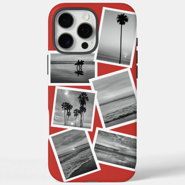 Stylish Red Black & White Custom Photo Collage Case-Mate iPhone Case (Back)