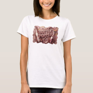 Stylish Red BOTTLE POPPER Text Design T-Shirt