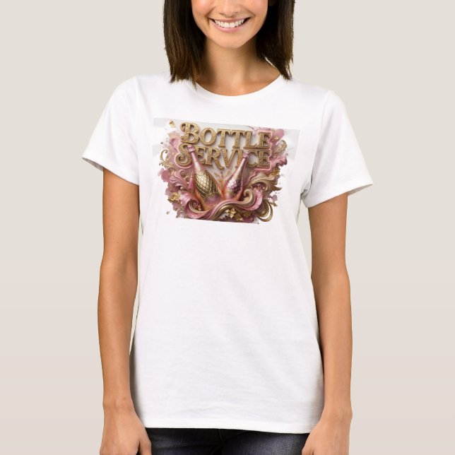 Stylish Red BOTTLE SERVICE Text Design T-Shirt (Front)