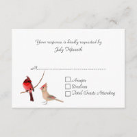 Stylish Red Cardinals Wedding RSVP Card