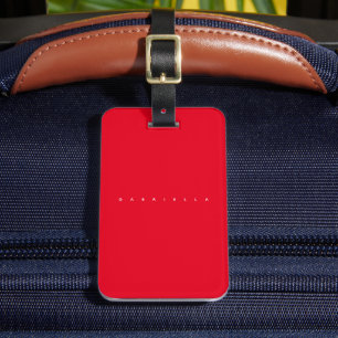 Stylish Red Chic Minimalist Bold Name Luggage Tag