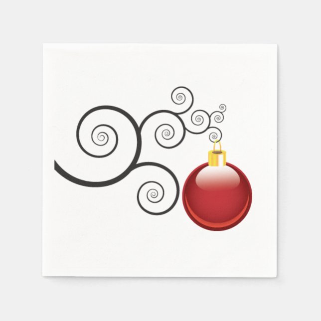 Stylish Red Christmas Ornament Napkin (Front)